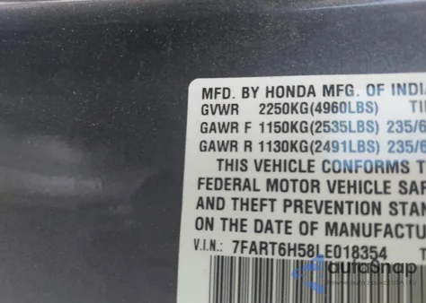 2020 Honda Cr-V Hybrid Ex из США, поврежденный, VIN 7FART6H58LE018354